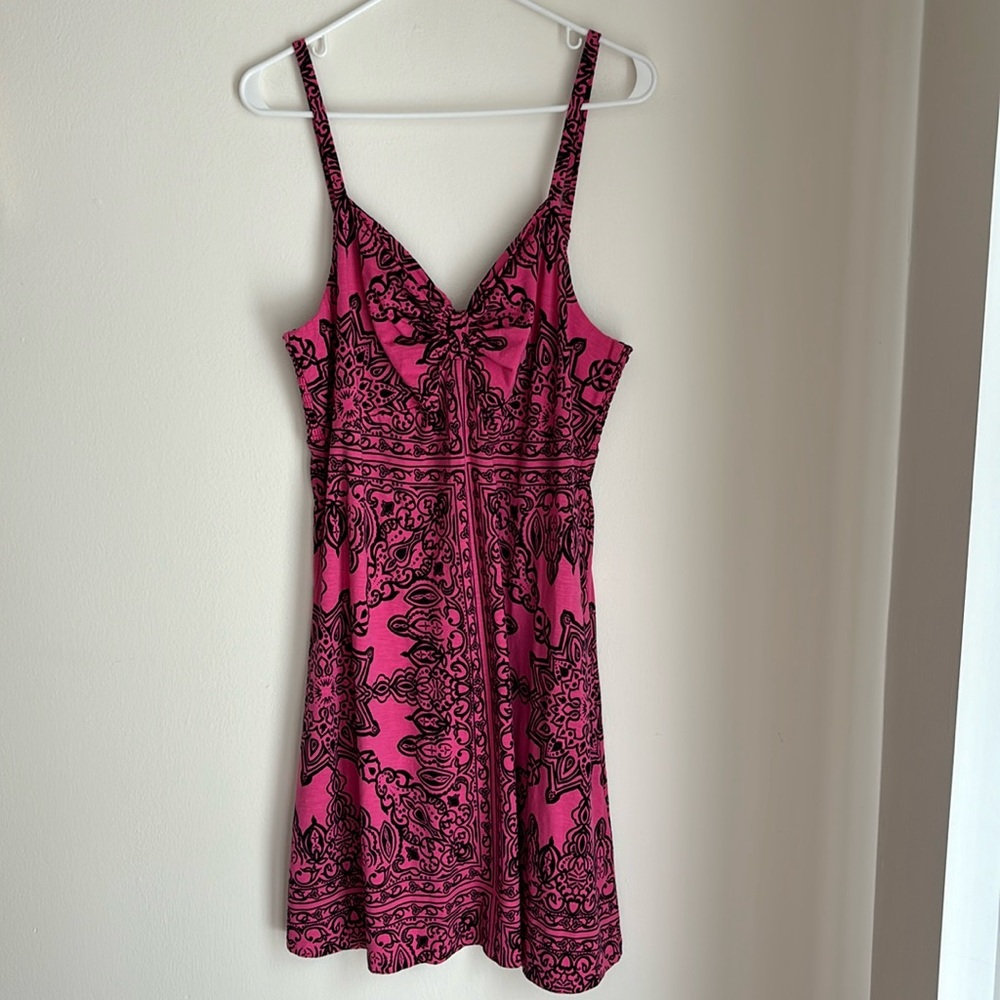 Tommy Bahama Women Sun dress Cover Up V-neck spaghetti strap pink black XL EUC!